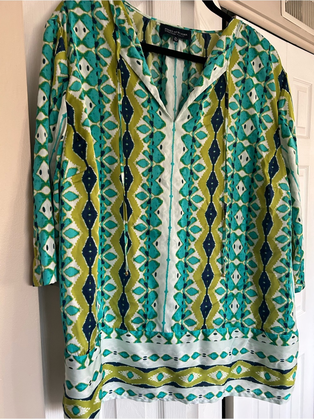 Plus Jones New York Green and Teal Patterned Tunic
